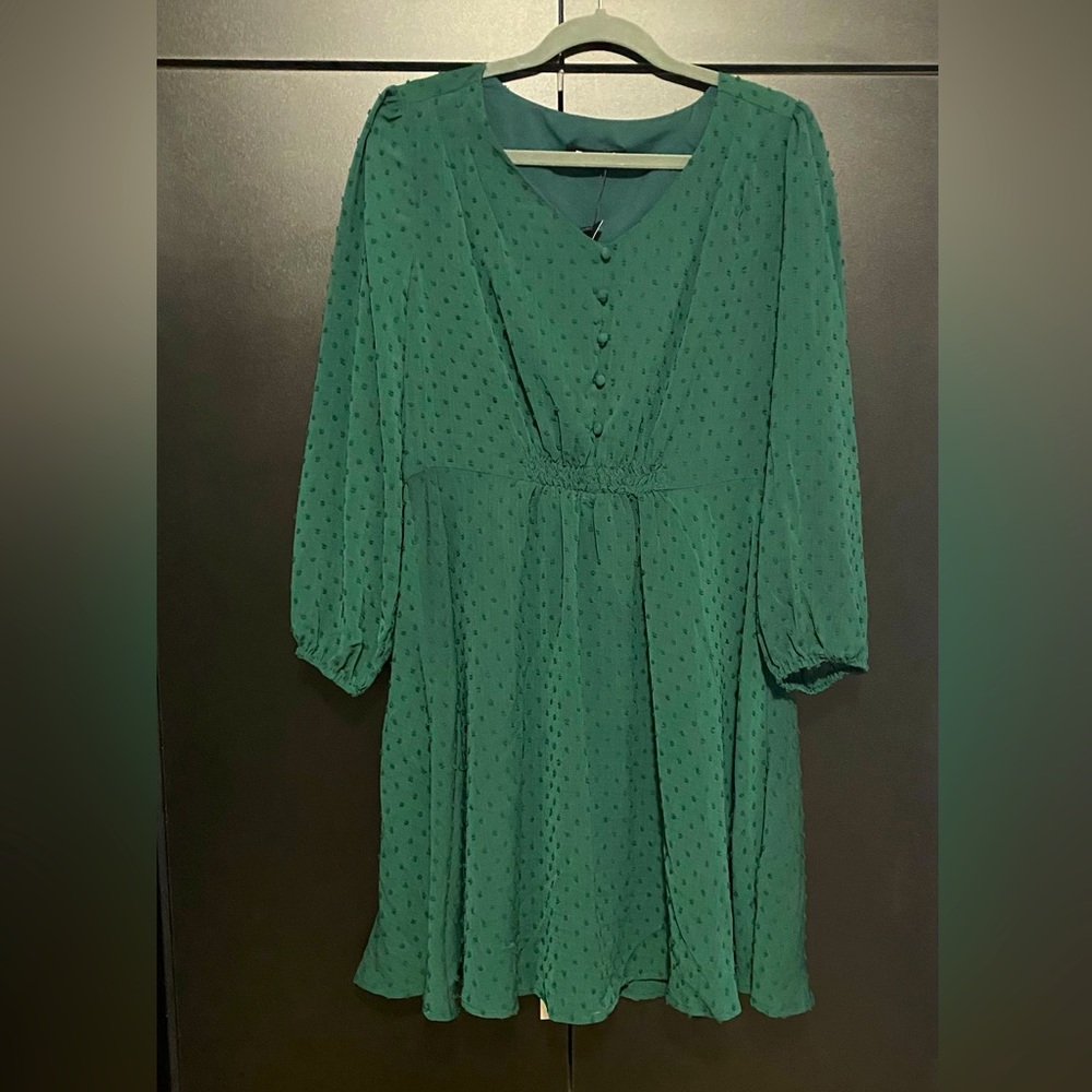 Hunter Green Women’s Dress with long sleeves and elastic waist size large